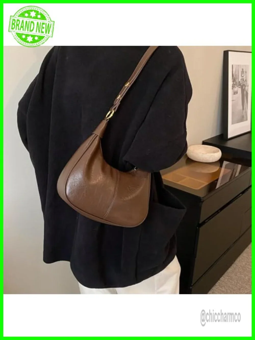 Faux Leather Crescent Hobo Bag Shoulder Purse Adjustable Strap ZIP